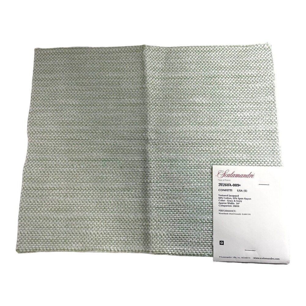 Scalamandre Sample Fabric Jacquard Confetti Textured Grass And Ivory 11” X 9”